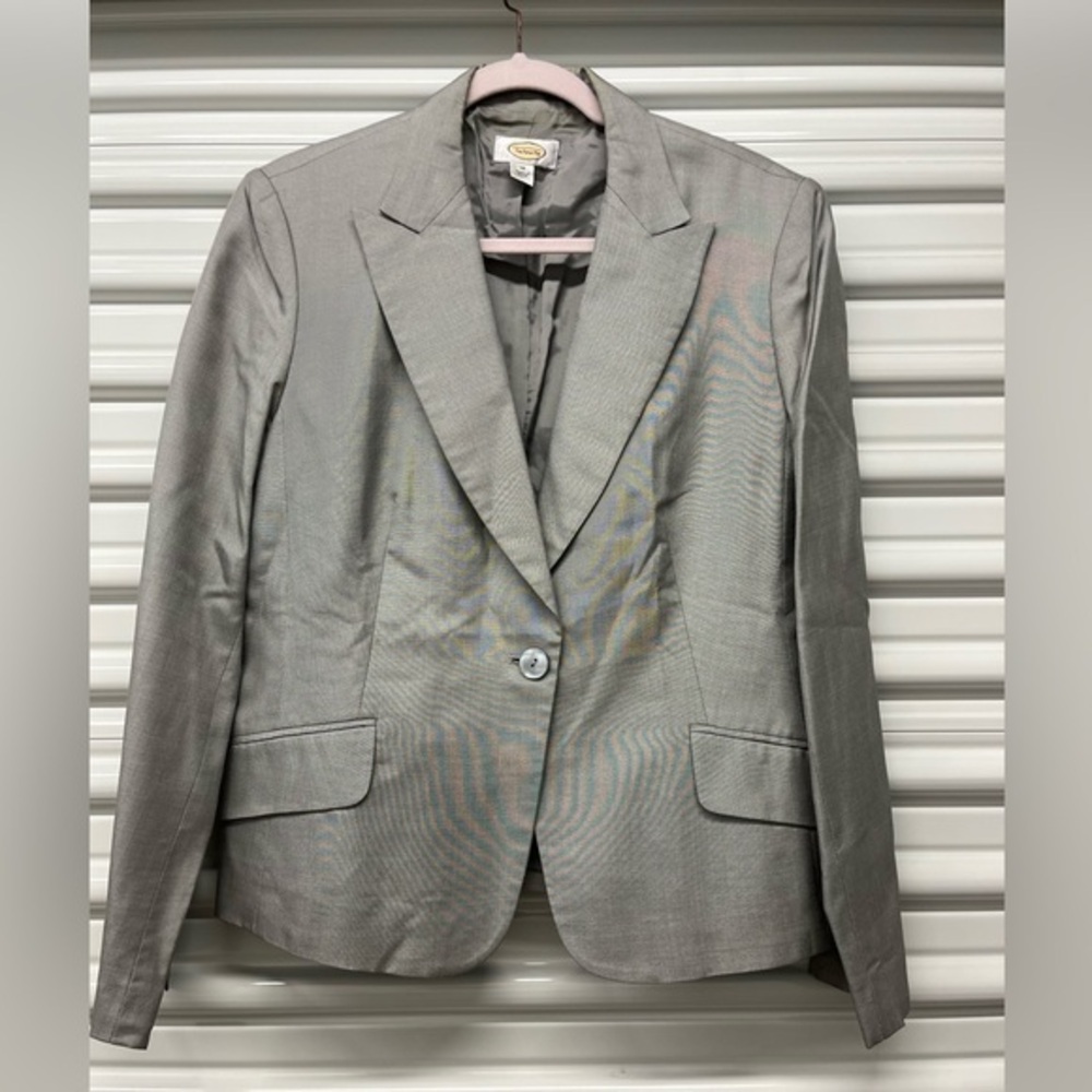 Talbots Gray Single-Breasted Blazer Jacket Size 12